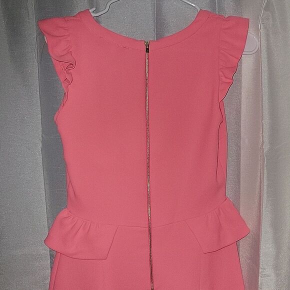 SANDRO crew neck ruffle Sheath pink designer dress Final Discount - Picture 11 of 16